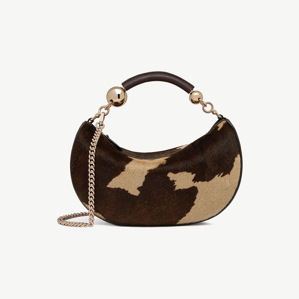 Strathberry Crescent Moon Mini - Sand/Espresso Spot Print