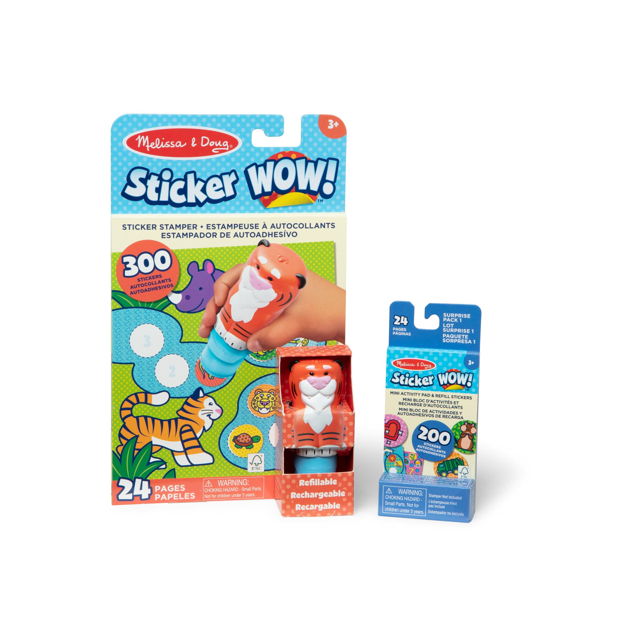 Melissa & Doug Sticker WOW!™ Tiger Bundle: Activity Pad & Sticker Stamper + Mini Activity Pad and 200 Ref