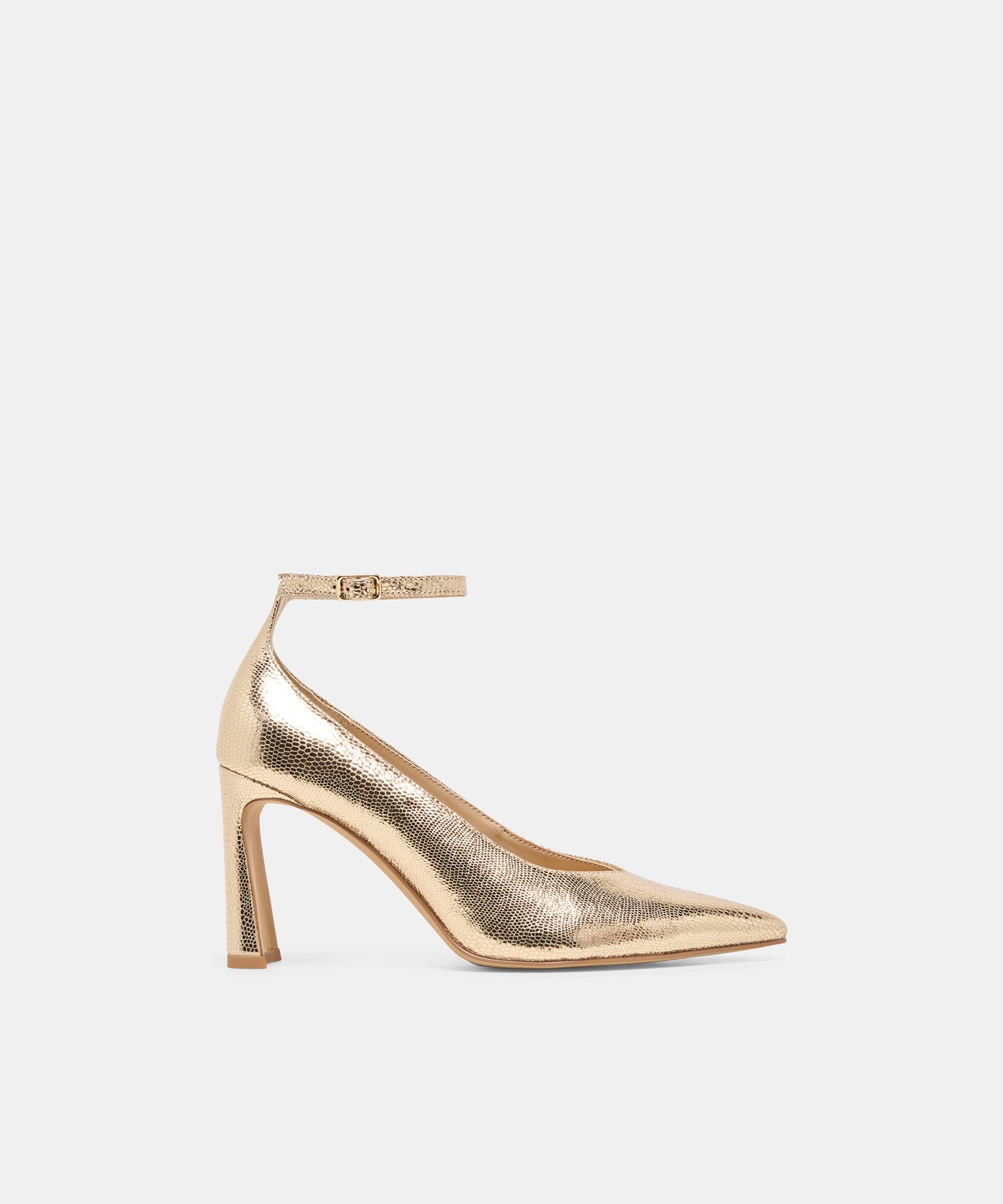 Dolce Vita KARSIN HEELS GOLD EMBOSSED LEATHER