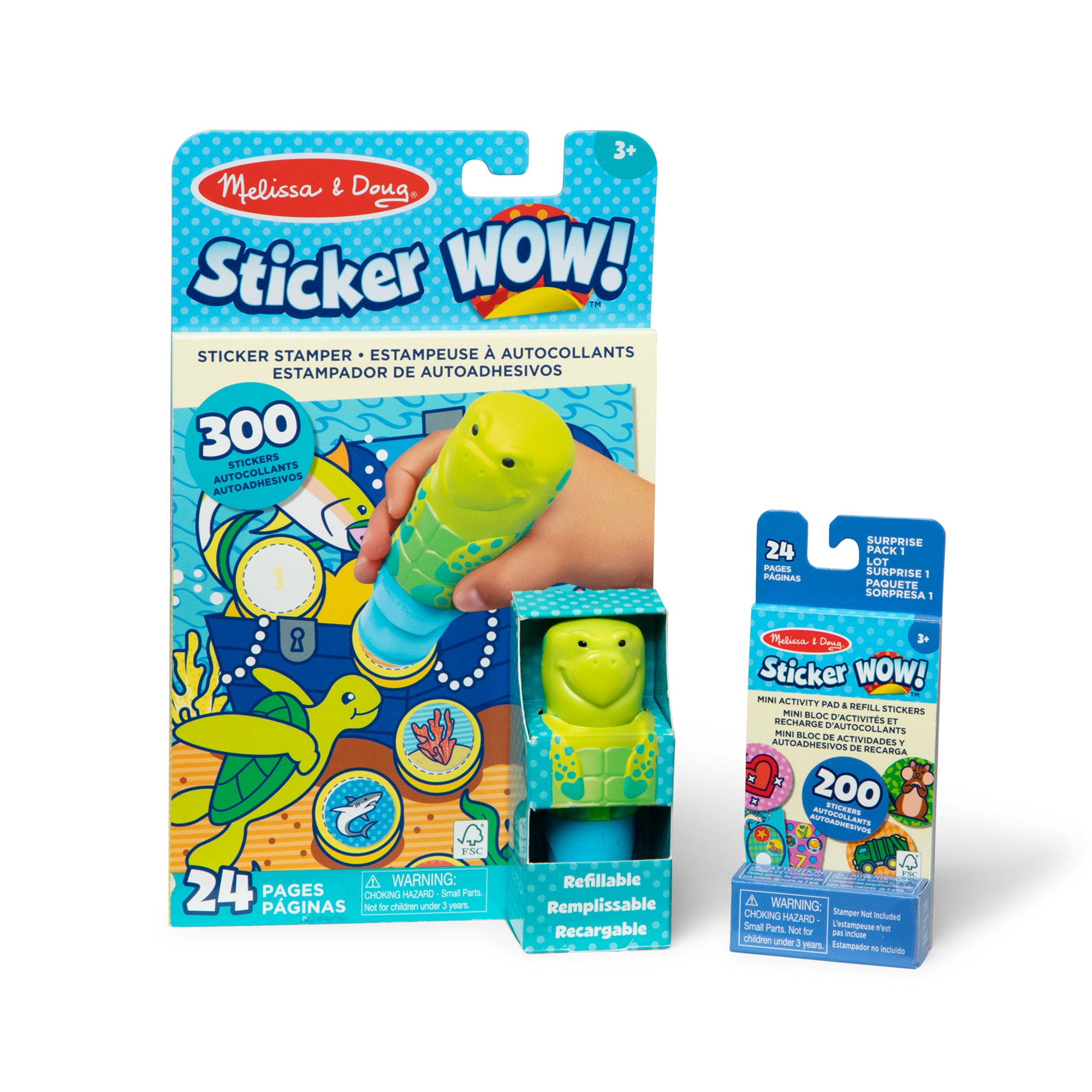 Melissa & Doug Sticker WOW!™ Sea Turtle Bundle: Activity Pad & Sticker Stamper + Mini Activity Pad and 20