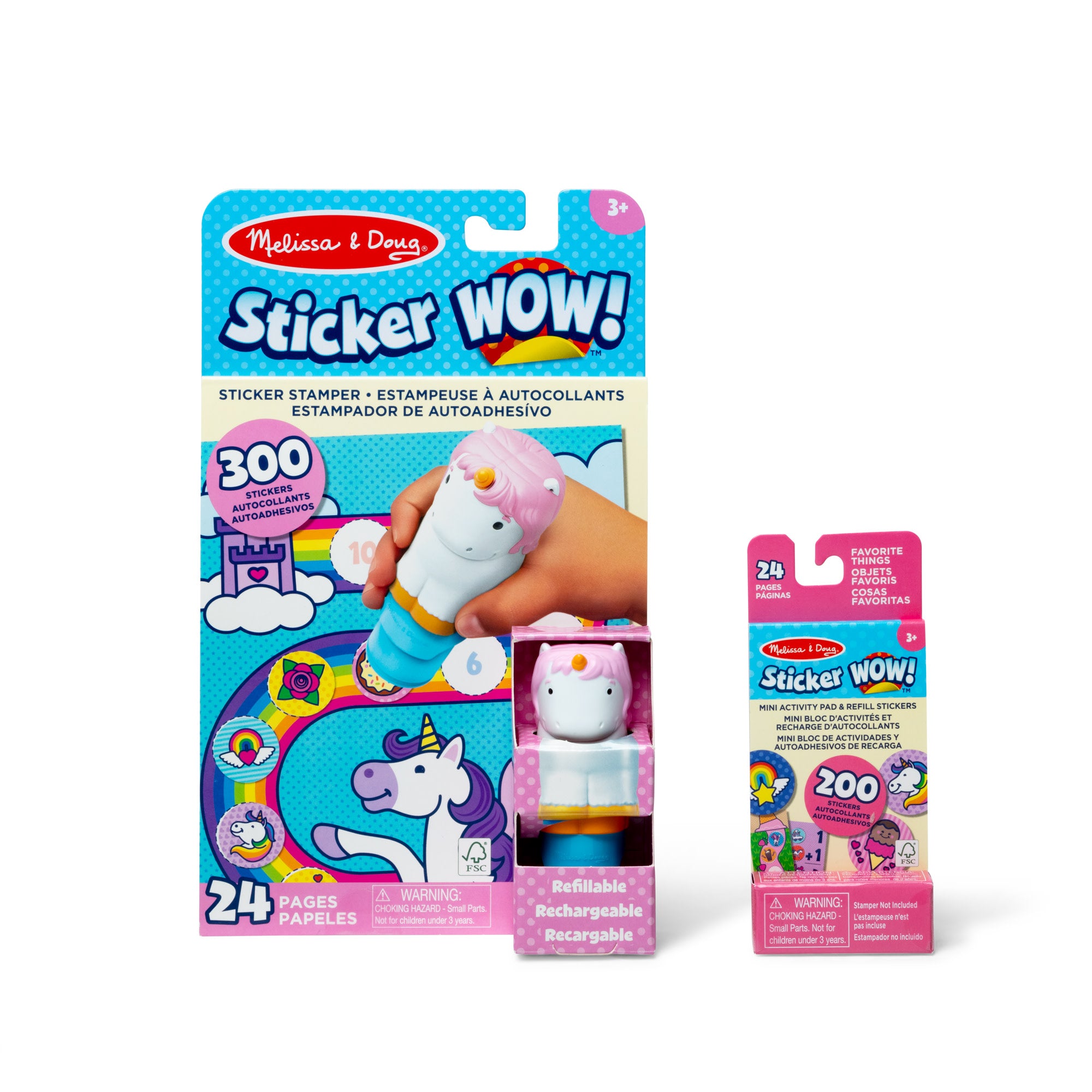 Melissa & Doug Sticker WOW!™ Unicorn Bundle: Activity Pad & Sticker Stamper + Mini Activity Pad and 200 R