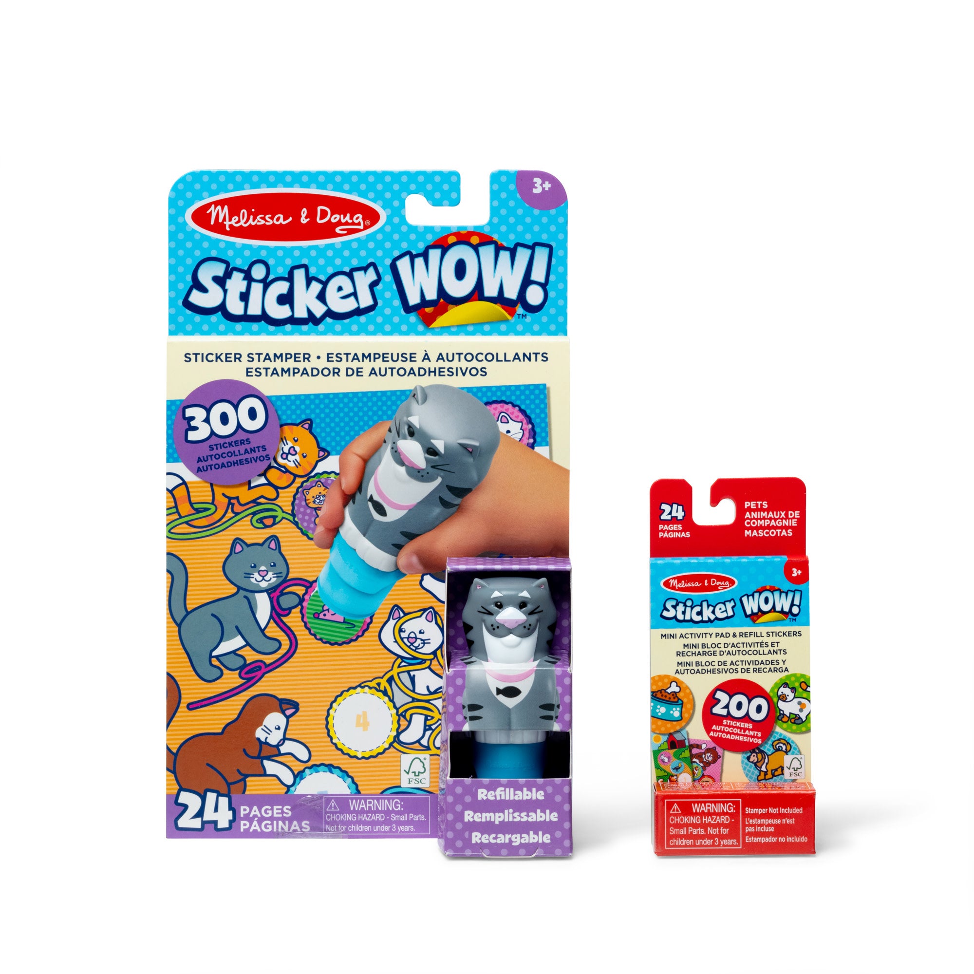 Melissa & Doug Sticker WOW!™ Cat Bundle: Activity Pad & Sticker Stamper + Mini Activity Pad and 200 Refil