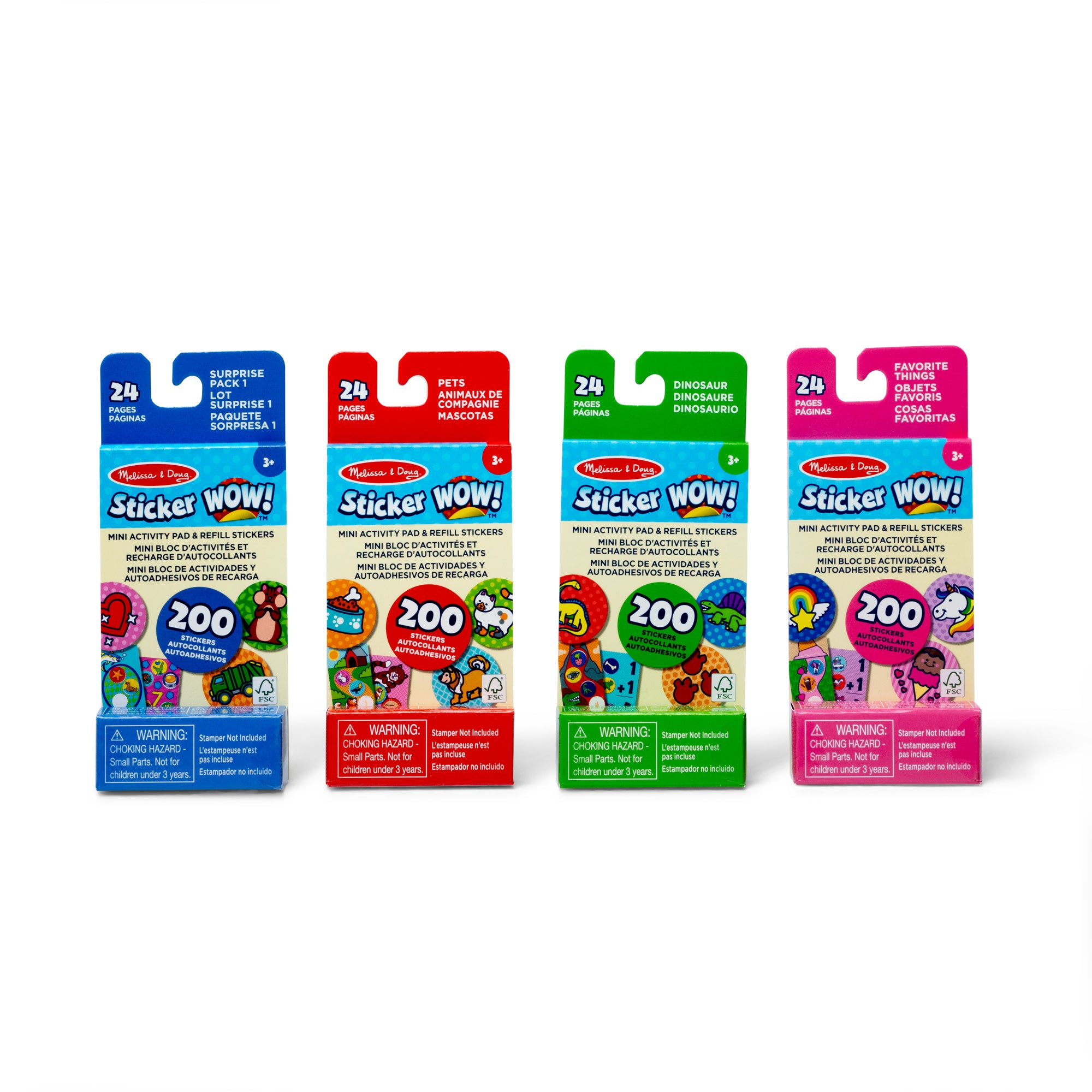 Melissa & Doug Sticker WOW!™ Mini Activity Pad and Refill Stickers 4-Pack (Dinosaur, Pets, Favorite Thing