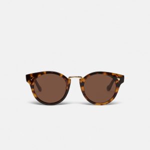 Nanushka Duy - Bio-Plastic Round-Frame Sunglasses - Dark Amber
