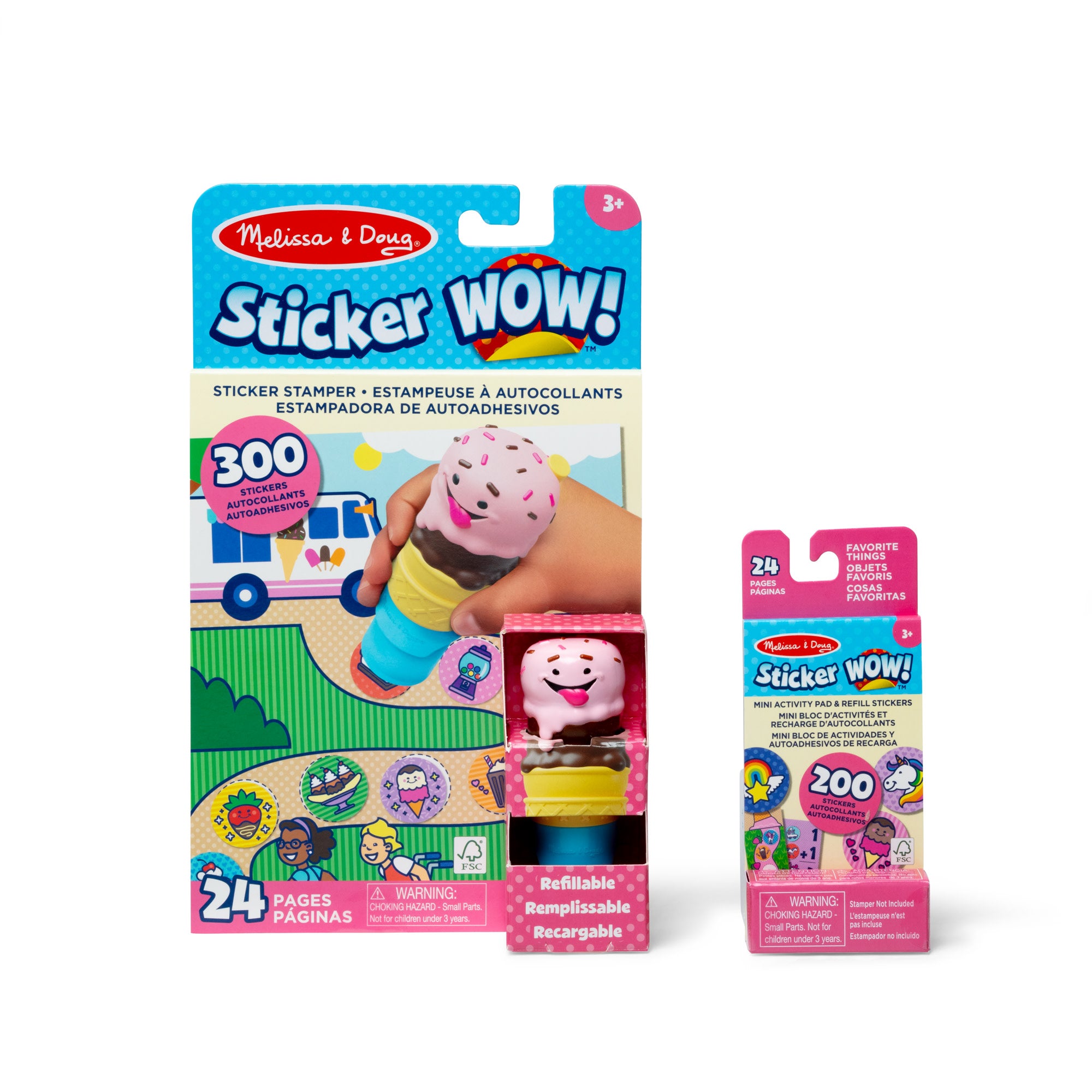 Melissa & Doug Sticker WOW!™ Ice Cream Bundle: Activity Pad & Sticker Stamper + Mini Activity Pad and 200
