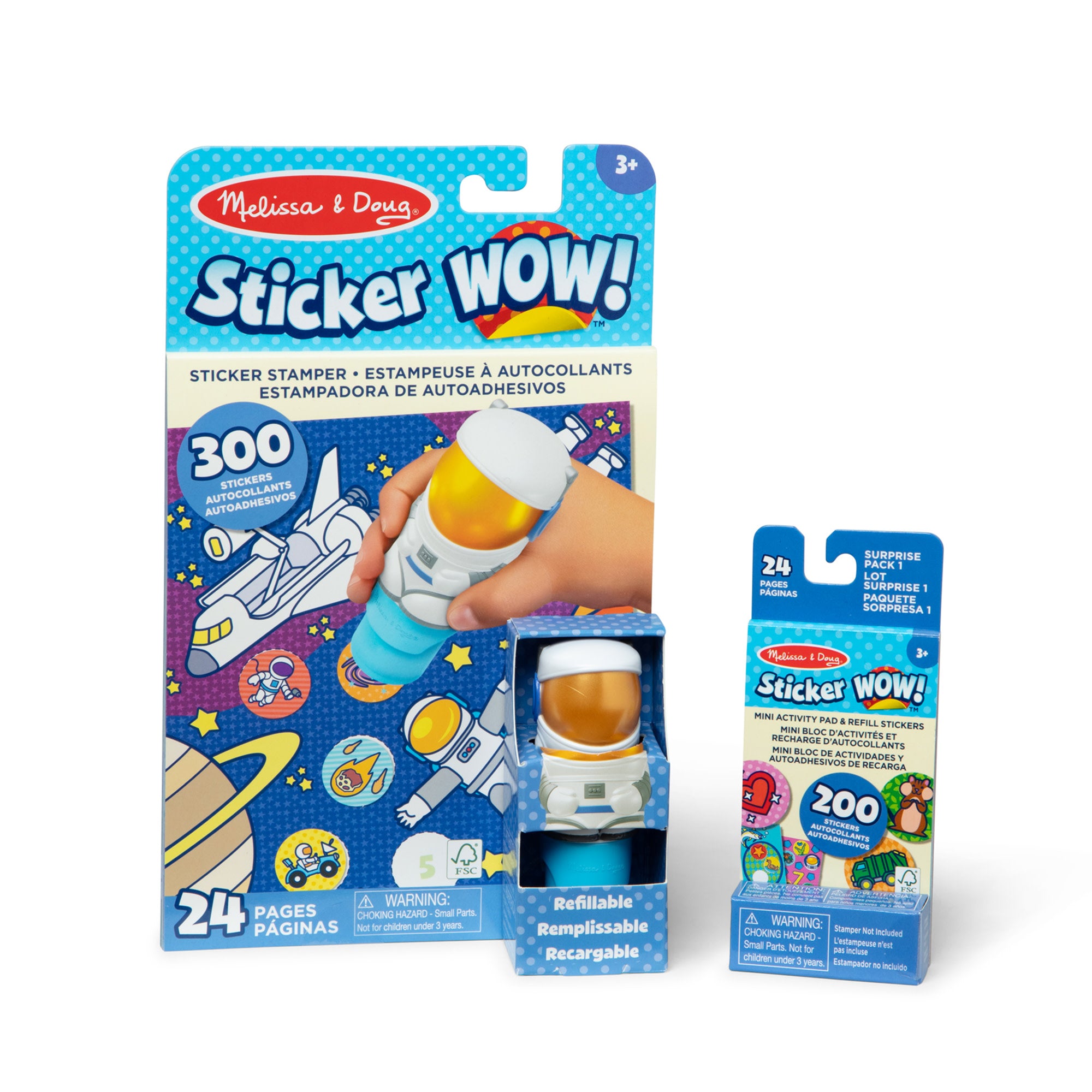 Melissa & Doug Sticker WOW!™ Astronaut Bundle: Activity Pad & Sticker Stamper + Mini Activity Pad and 200