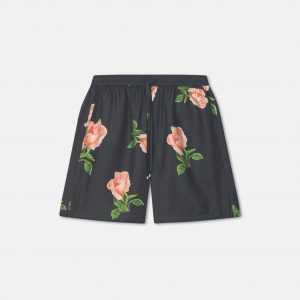 Nanushka Anish - Embroidered Cotton Crepe Shorts - Black/Roses