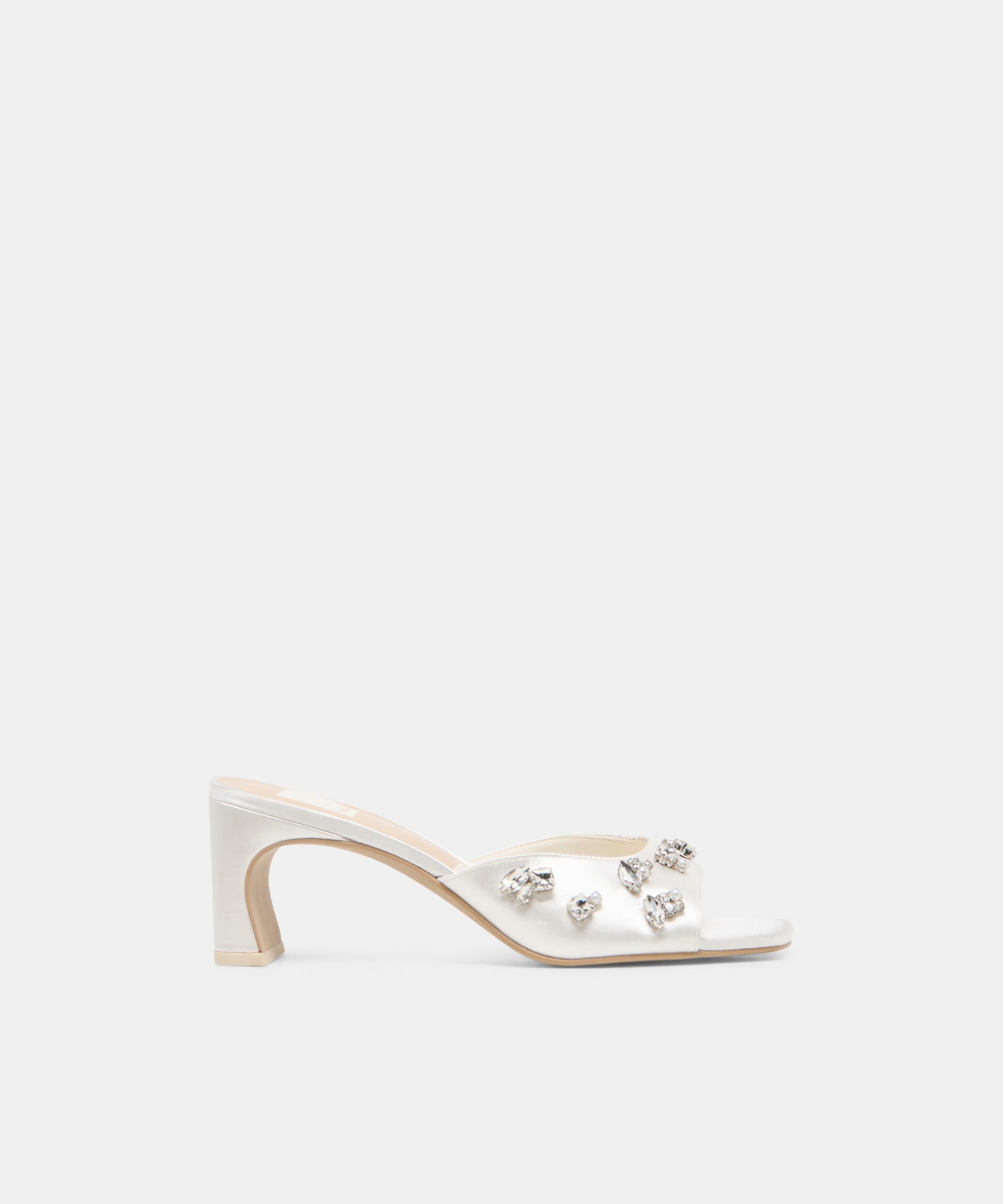 Dolce Vita GENENE RHINESTONE HEELS WHITE SATIN