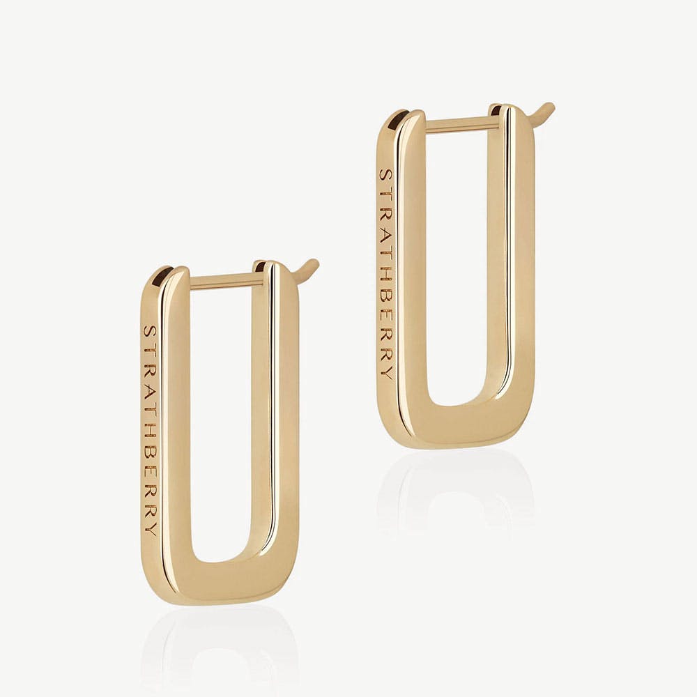 Strathberry Rectangular Hoop - 22 Carat Gold Gilded
