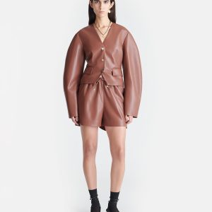 Nanushka Aniela - Okobor™ Alt-Leather Shorts - Henna