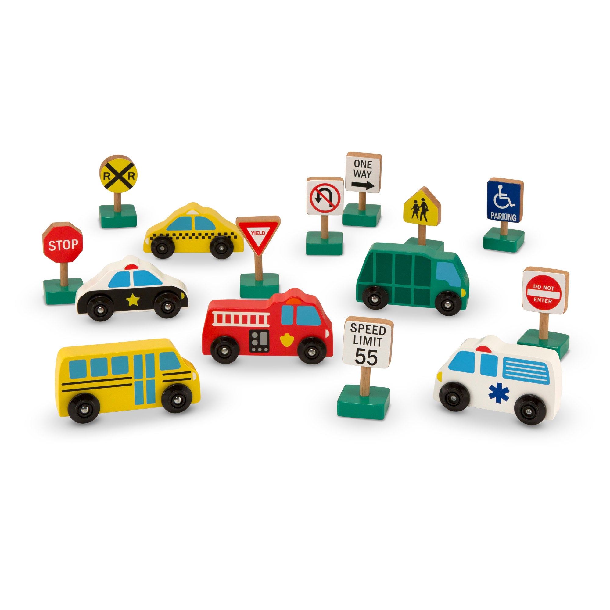 Melissa & Doug Wooden Vehicles and Traffic Signs