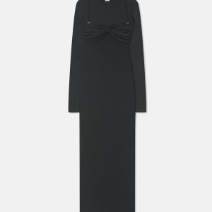 Nanushka Artemiz - Mesh Jersey Midi Dress - Anthracite