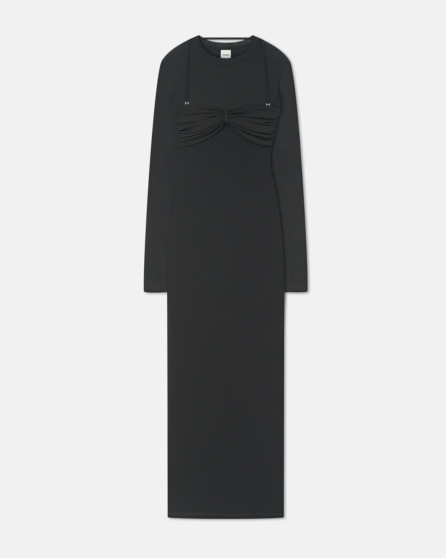 Nanushka Artemiz - Mesh Jersey Midi Dress - Anthracite