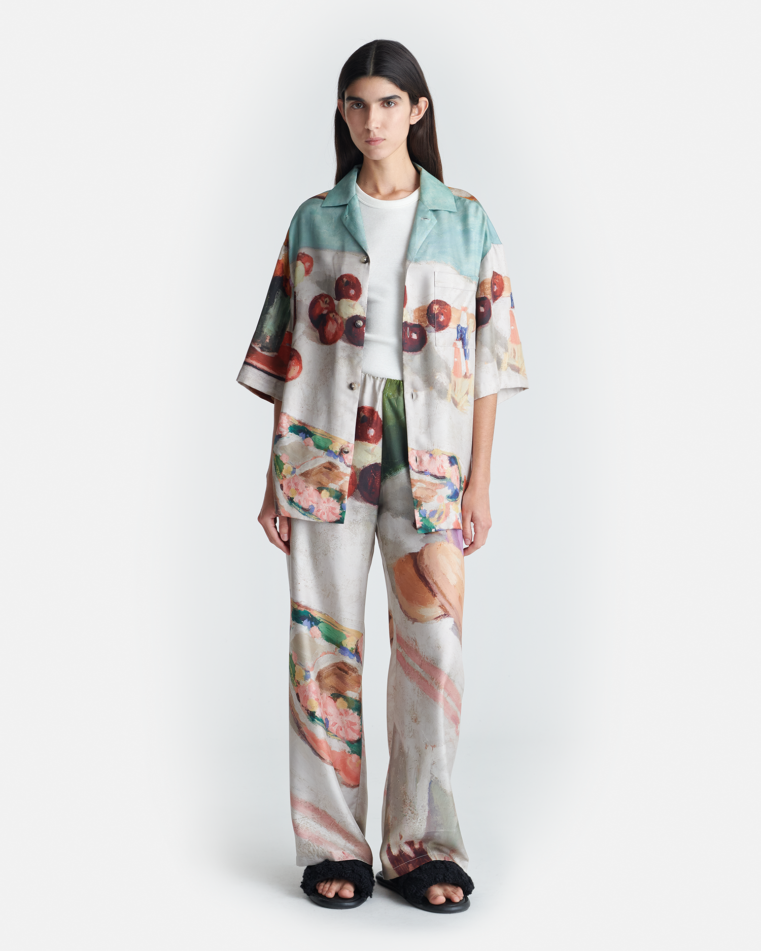 Nanushka Brenda - Printed Silk Twill Pants - Gingerbread Heart