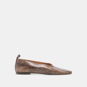 Dolce Vita KORY BALLET FLATS SNAKE TAN EMBOSSED LEATHER