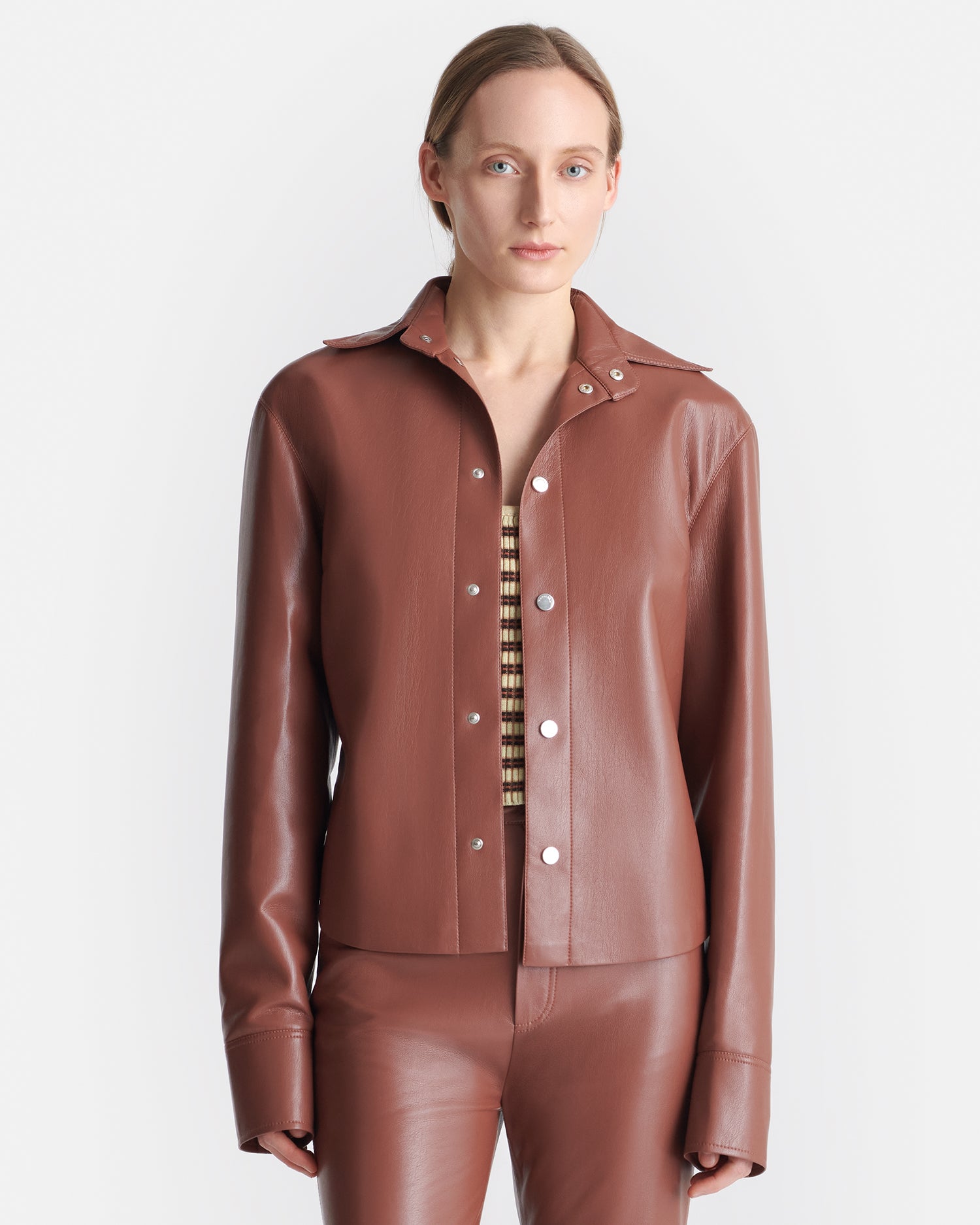 Nanushka Bogna - Okobor™ Alt-Leather Shirt Jacket - Henna