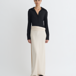 Nanushka Scylla - Mesh Jersey and Slip Satin Dress - Creme/Black