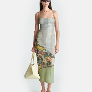 Nanushka Alexa - Printed Mesh Jersey Midi Dress - Books