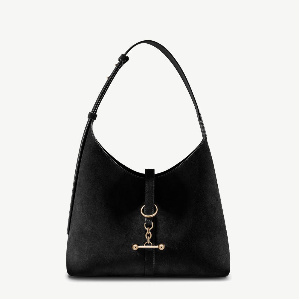 Strathberry Kite Hobo - Black Suede