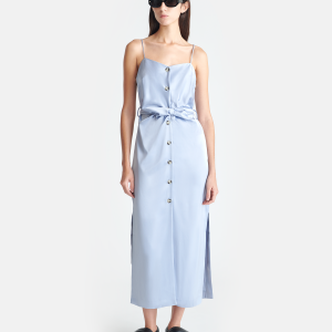 Nanushka Sayan - Draped Slip Satin Midi Dress - Ice Blue