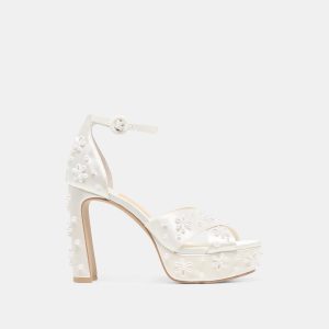 Dolce Vita POPPY PEARL HEELS WHITE SATIN