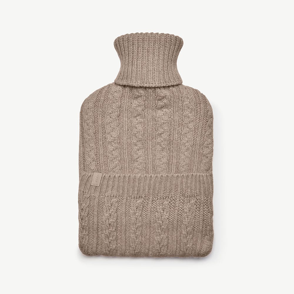Strathberry Glow Hot Water Bottle - Oat Cable Knit