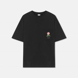 Nanushka Wren - Printed Cotton-Jersey T-Shirt - Black/Roses