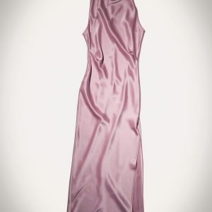 Nanushka Peregrine - Cowl-Neck Satin Midi Dress - Dusty Pink