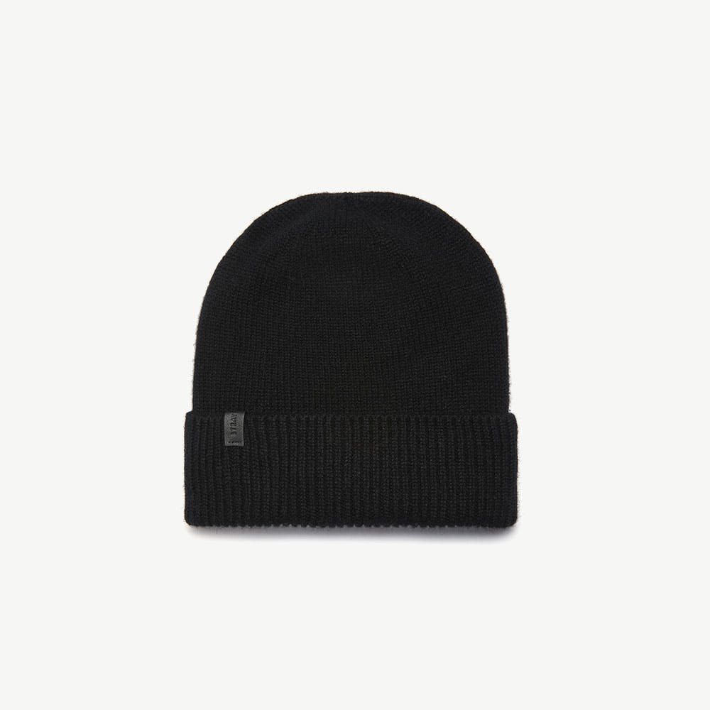 Strathberry Westray Ribbed Cashmere Beanie - Black