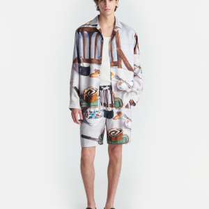 Nanushka Doxxi - Printed Silk Twill Shorts - Poppyseed Cake