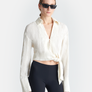 Nanushka Enola - Seersucker Gauze Shirt - White