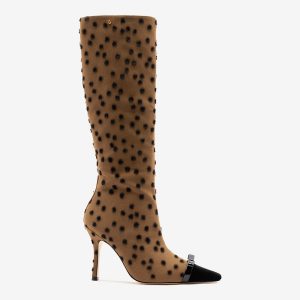 Larroudé Carine Boot Cinnamon Polka Dots Fabric