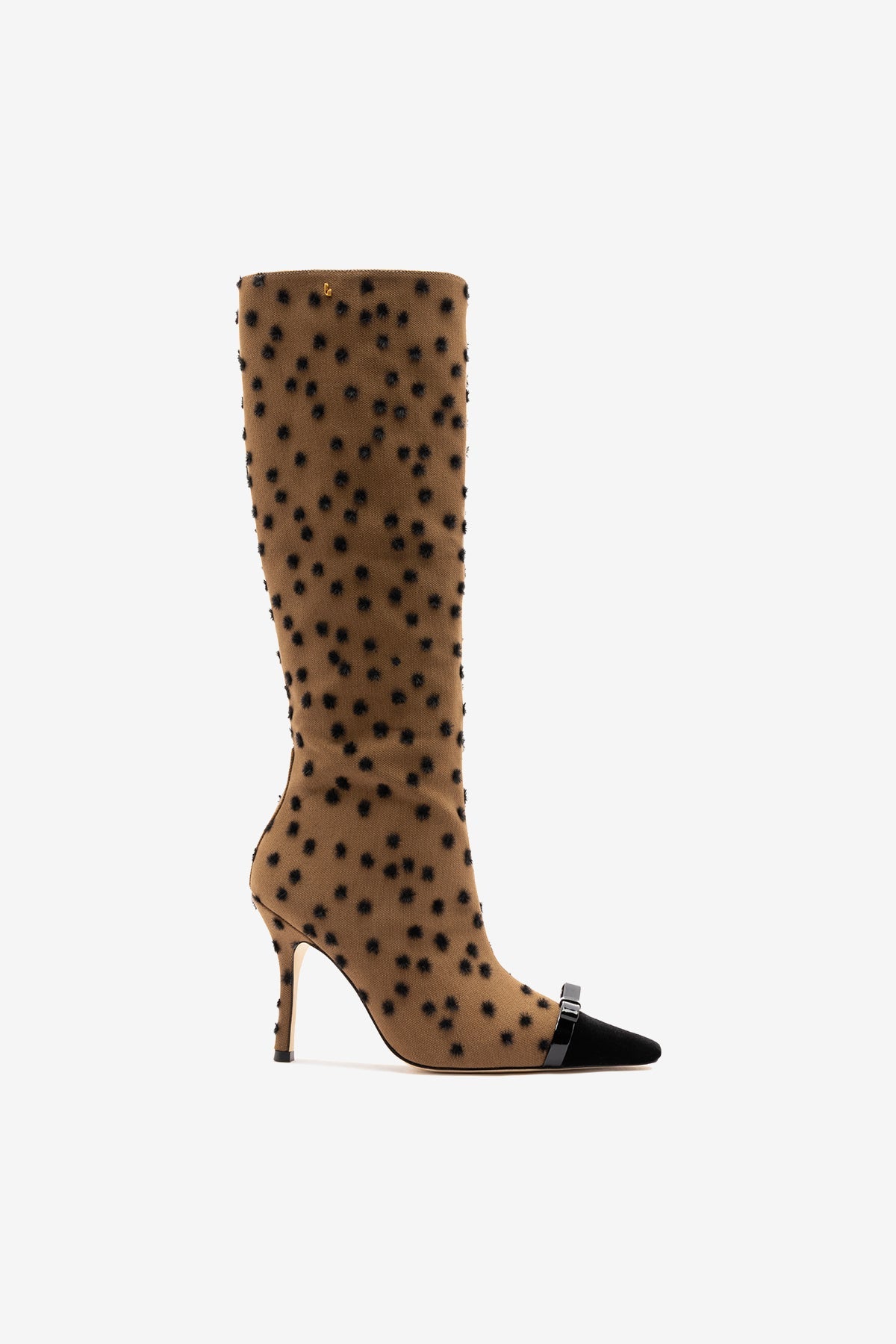 Larroudé Carine Boot Cinnamon Polka Dots Fabric