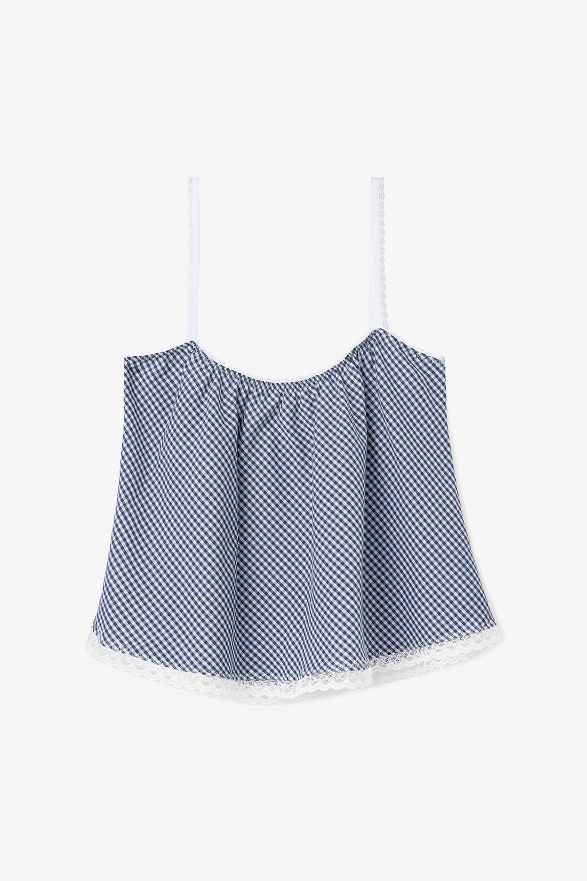Larroudé The Perfect Tank Top Navy Gingham Cotton