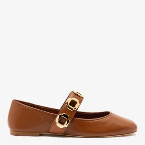 Larroudé Milan Ballet Flat In Caramel Leather