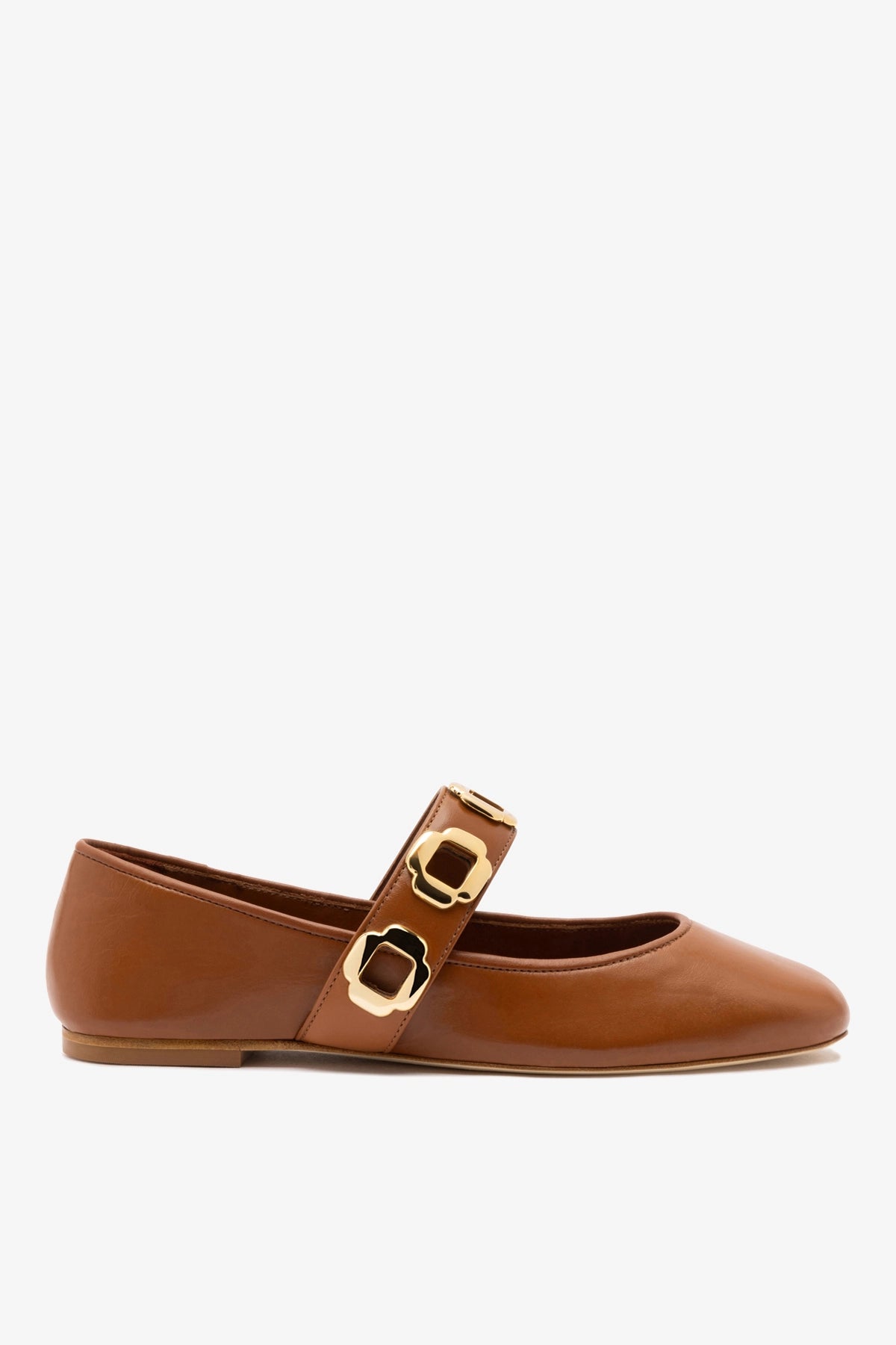 Larroudé Milan Ballet Flat In Caramel Leather
