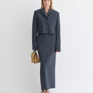 Nanushka Nya - Paper Jersey Midi Skirt - Dusty Blue