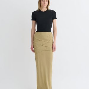 Nanushka Shanda - Draped Mesh Jersey Maxi Skirt - Sand