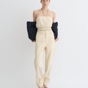 Nanushka Daron - Glass Poplin Pants - Oat