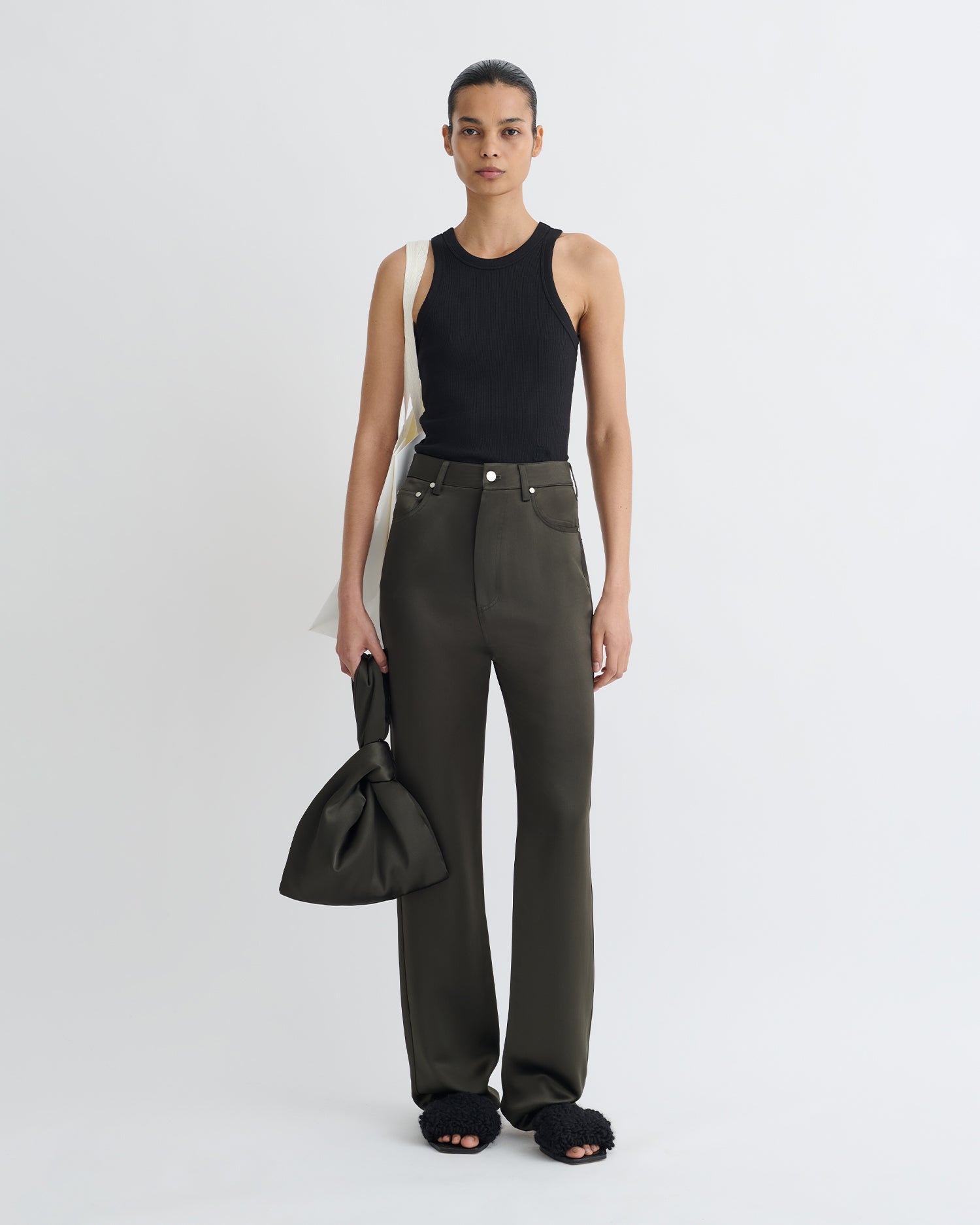 Nanushka Tita - Slip Satin Pants - Dark Green