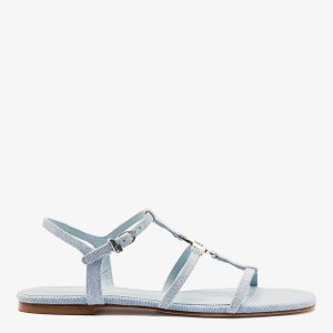 Larroudé Hana Flat Sandal Maya Denim