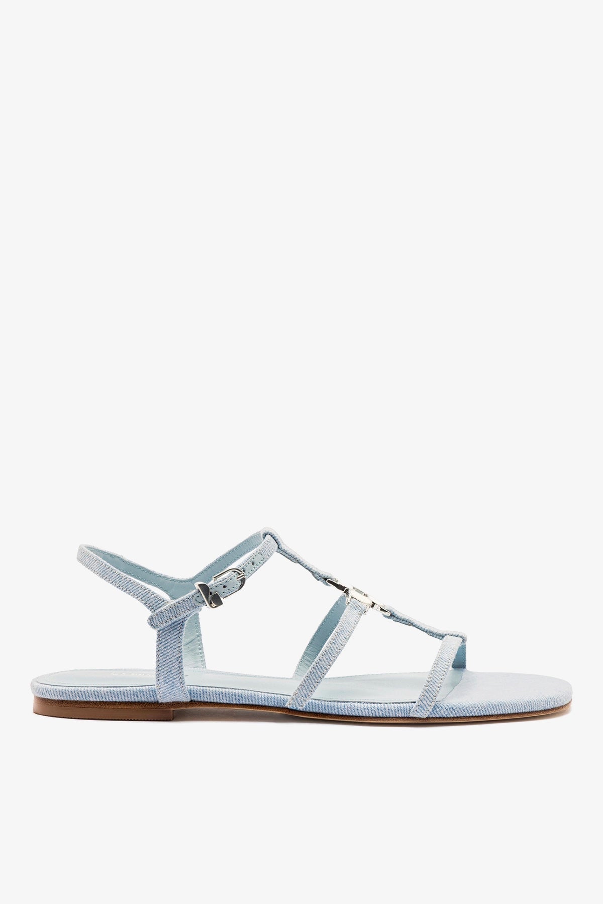 Larroudé Hana Flat Sandal Maya Denim