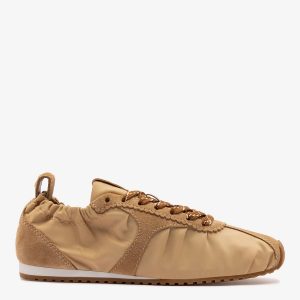 Larroudé Stella Lite Sneaker In Peanut Nylon and Suede