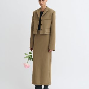 Nanushka Sinead - Cropped Paper Jersey Blazer - Brown