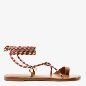 Larroudé Antibes Flat In Caramel Leather