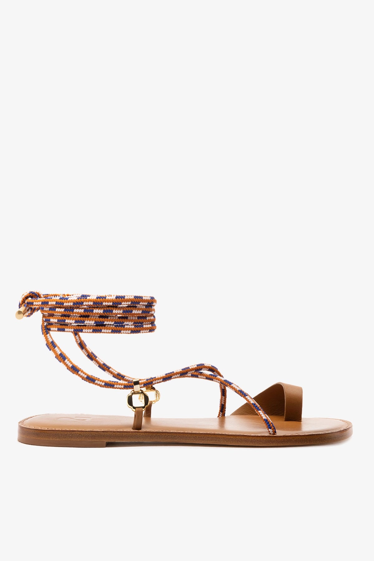 Larroudé Antibes Flat In Caramel Leather