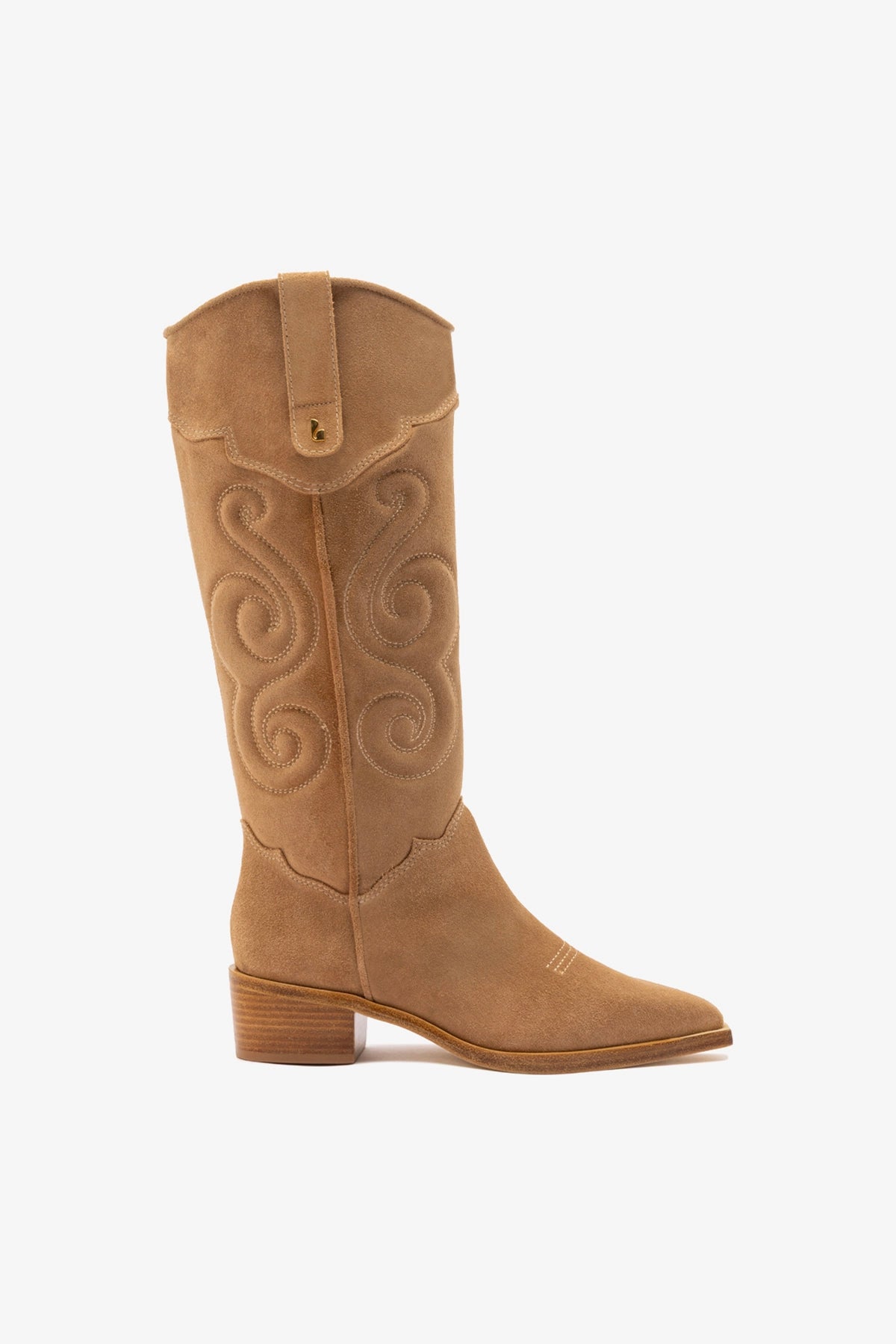 Larroudé Paloma Boot In Peanut Suede
