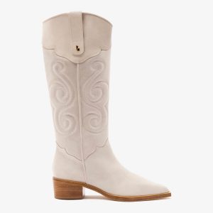 Larroudé Paloma Boot In Mushroom Grey Suede
