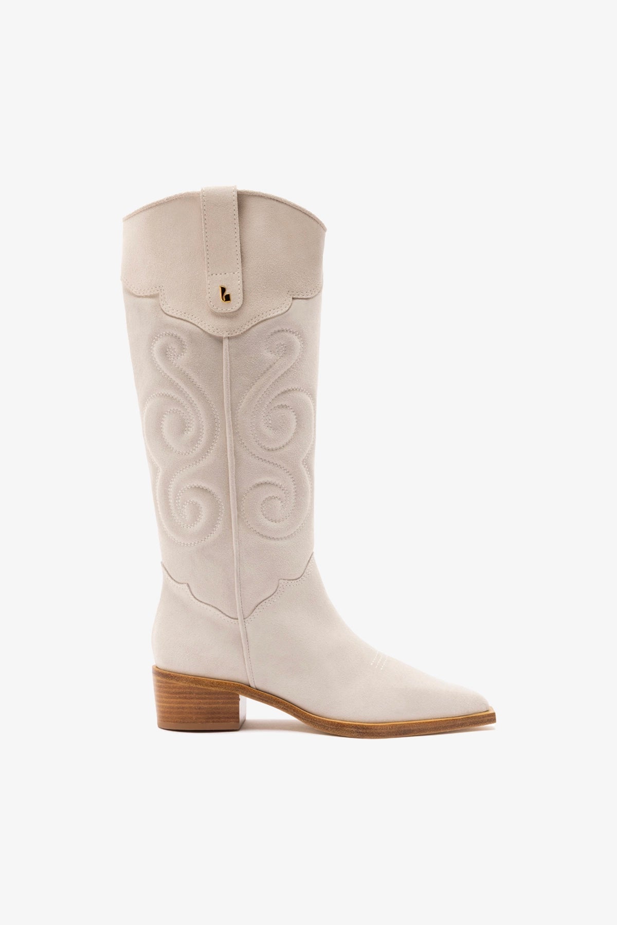 Larroudé Paloma Boot In Mushroom Grey Suede