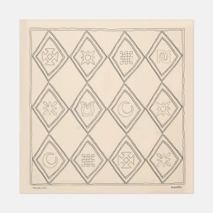 Nanushka Miani - Printed Silk Scarf - Symbol Argyle Creme/Black